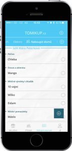 Nákupní seznam v aplikaci Tomikup na Androidu